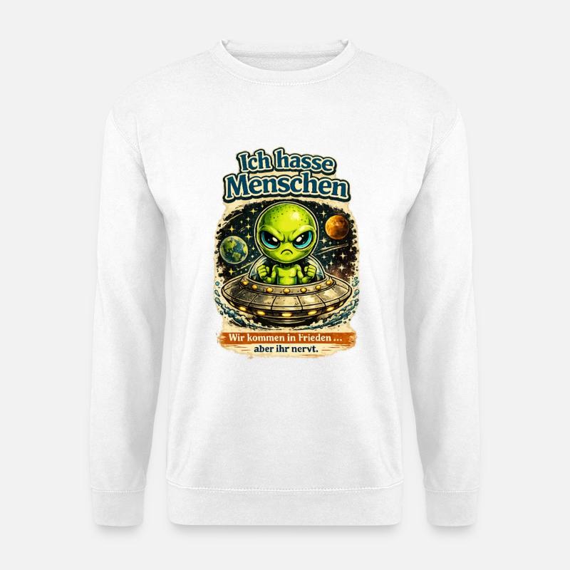 Aliens: Ich hasse Menschen - Unisex Pullover - Weiß