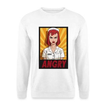 Wütende Krankenschwester Pop-Art - Unisex Pullover - Weiß - Vorne