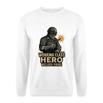 Motiv eines Schweißers als Held der Arbeit - Unisex Pullover - Weiß - Vorne
