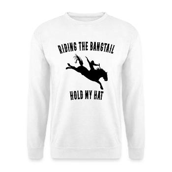 Rodeo Cowboy  Riding the Bangtail - Unisex Pullover - Weiß - Vorne - Alina (178cm) & Michal (187cm)