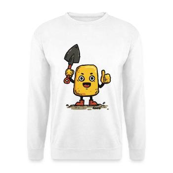 Kleiner Kerl mit Schaufel  - Unisex Pullover - Weiß - Vorne
