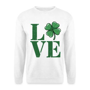 Love Kleeblatt Vintage Grün - Unisex Pullover - Weiß - Vorne