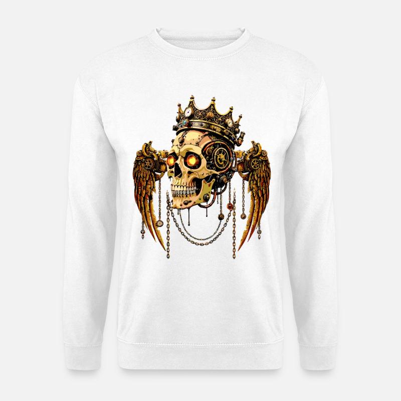 STEAMPUNK SCHÄDEL KRONE - Unisex Pullover - Weiß