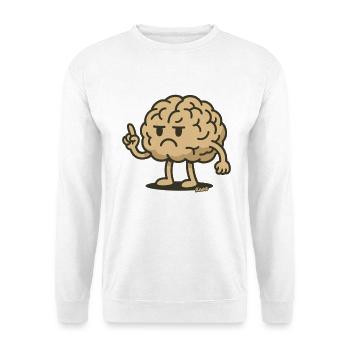 Brain figure with raised index finger - Unisex Sweatshirt - white - Front