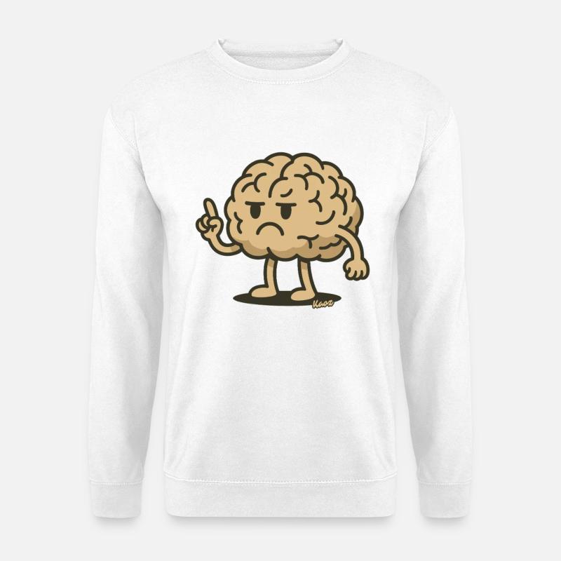 Brain figure with raised index finger - Unisex Sweatshirt - white