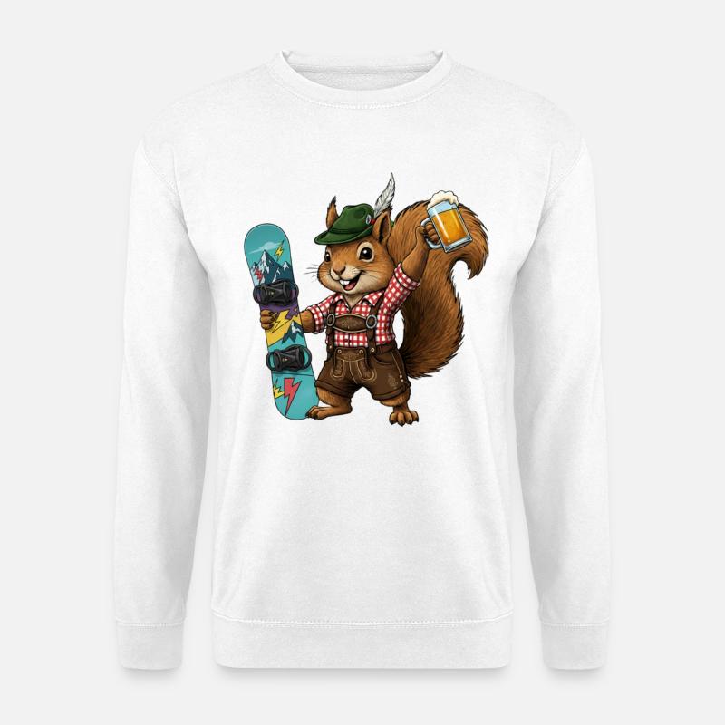 Eichhörnchen Tracht Ski Snowboarder Snowboard - Unisex Pullover - Weiß