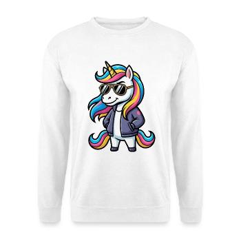 Cool Unicorn with Sunglasses Cartoon Motif - Unisex Sweatshirt - white - Front