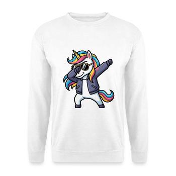 Dabbing Unicorn with Sunglasses Cartoon Motif - Unisex Sweatshirt - white - Front