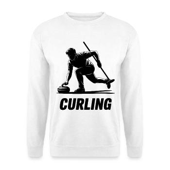 Curling Man Athlete Action Silhouette - Unisex Sweatshirt - white - Front