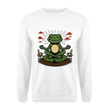 Meditierender Frosch mit Lotusblüten - Unisex Pullover - Weiß - Vorne