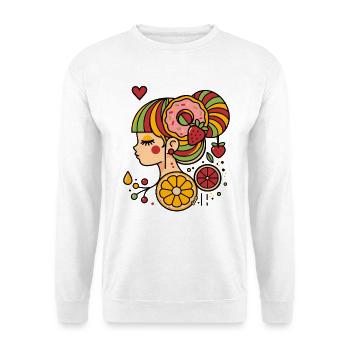 Colorful Woman Profile with Donut and Fruits - Unisex Sweatshirt - white - Front