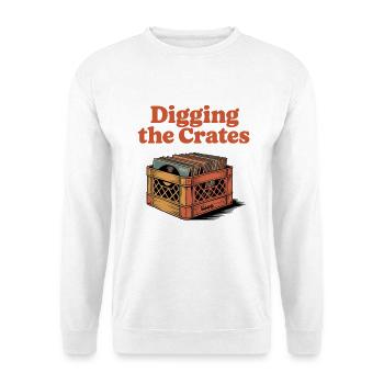 Schallplattenkiste Motiv im Retro Stil - Unisex Pullover - Weiß - Vorne