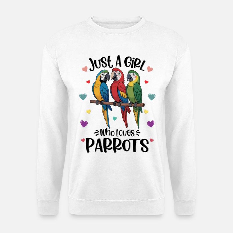 Mädchen liebt Papageien - Unisex Pullover - Weiß