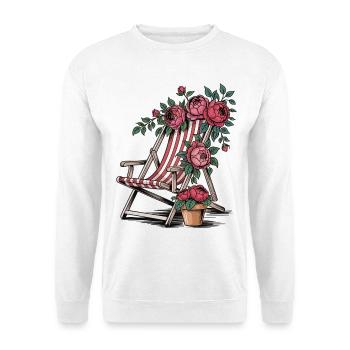 Vintage Liegestuhl Shirt – Sommer & Blumen - Unisex Pullover - Weiß - Vorne