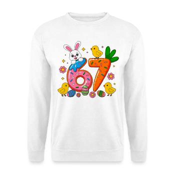 67 Six Sept Mignons Lapins Jour de Pâques - Sweat-shirt Unisexe - blanc - Devant