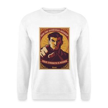Glorious Mission Hero Poster - Unisex Pullover - Weiß - Vorne - Alina (178cm) & Michal (187cm)
