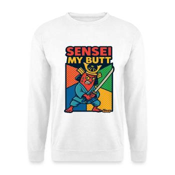 Sensei My Butt Samurai Cartoon - Unisex Pullover - Weiß - Vorne