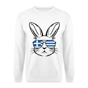 Griechische Oster-griechische Flagge Osterhase - Unisex Pullover - Weiß - Vorne