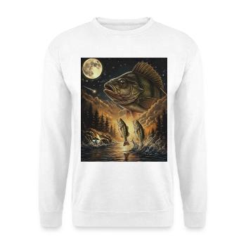 Perch Moon Howl Bass Fish Fishing - Unisex Sweatshirt - white - Front