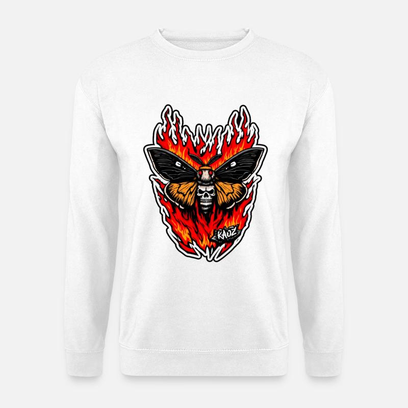 Flame Skull Moth Inferno - Unisex Sweatshirt - white