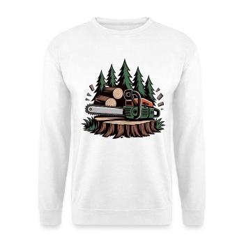 Holzfäller T-Shirt Motorsäge – Waldarbeiter - Unisex Pullover - Weiß - Vorne