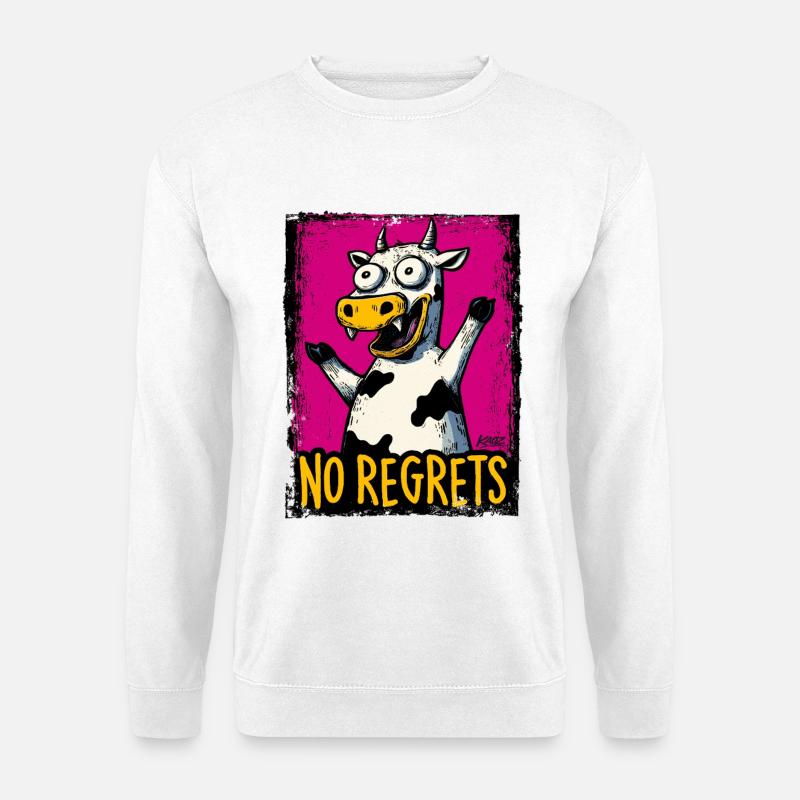 No Regrets Cow Pop Art - Unisex Pullover - Weiß