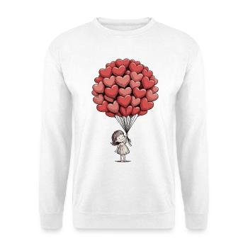Heart Balloons T-Shirt – Love Heart Motif - Unisex Sweatshirt - white - Front