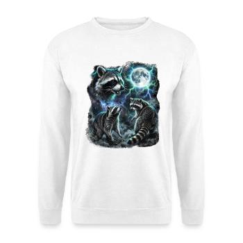 THREE Wild Raccoons with Moon Wildlife Designs - Unisex Sweatshirt - white - Front