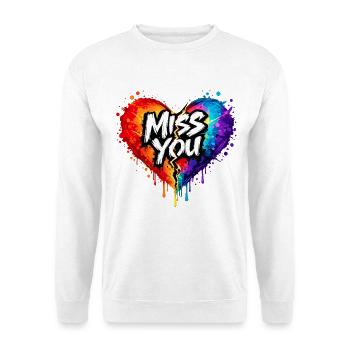 Miss You Broken Heart Art Neon Streetart-Look - Unisex Pullover - Weiß - Vorne
