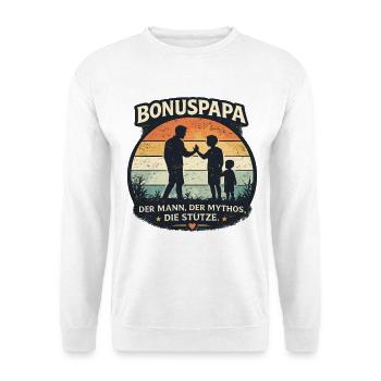 Bonuspapa Mythos Stütze Retro Vatertag - Unisex Pullover - Weiß - Vorne
