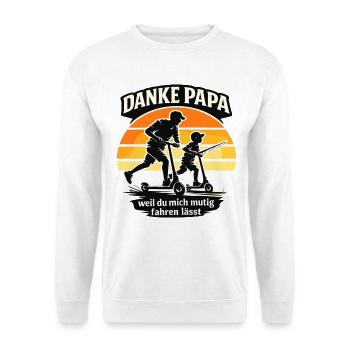 Danke Papa Mutig Fahren Vatertag Geschenk Retro - Unisex Pullover - Weiß - Vorne