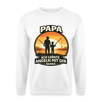 Papa Angeln Mit Dir Danke Retro Vatertag Geschenk - Unisex Pullover - Weiß - Vorne
