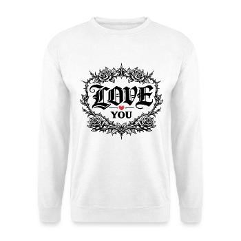 Rosenherz Liebe Ornament Love You Valentinstag - Unisex Pullover - Weiß - Vorne