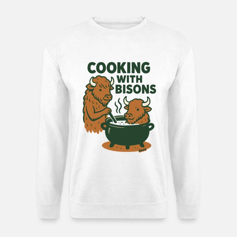 Kochen mit Bisons - Unisex Pullover - Weiß