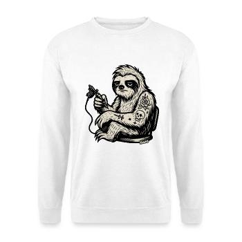 Paresseux tatoué avec une rose crâne - Sweat-shirt Unisexe - blanc - Devant