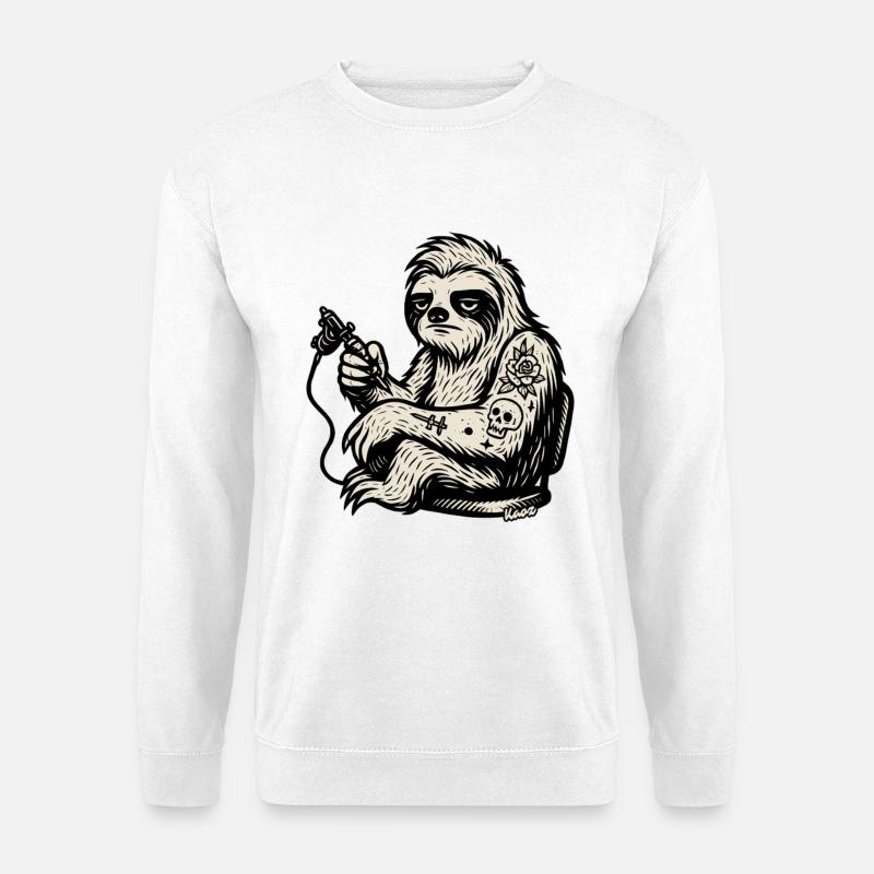 Tattooed Sloth with Skull Rose - Unisex Sweatshirt - white