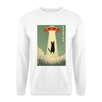 Katze, UFO, Entführung, Aliens, Ausserirdische - Unisex Pullover - Weiß - Vorne