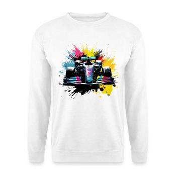 Rennwagen Farbenfroher Splash-Art-Rennfahrer - Unisex Pullover - Weiß - Vorne