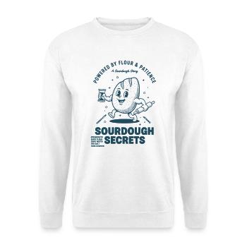 Sauerteigbrot-Backgeheimnisse angetrieben von Mehl - Unisex Pullover - Weiß - Vorne