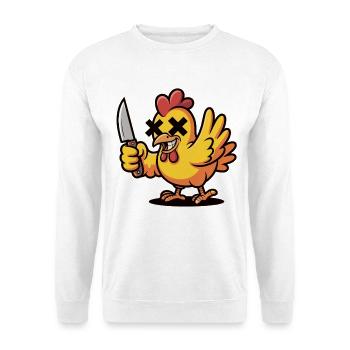 T-shirt poulet fou – Poulet avec couteau - Sweat-shirt Unisexe - blanc - Devant