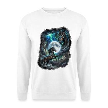 Two Wild Horses with Moon Wildlife Designs - Unisex Sweatshirt - white - Front