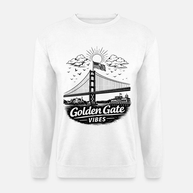Golden Gate Vibes San Francisco Skyline  - Unisex Pullover - Weiß