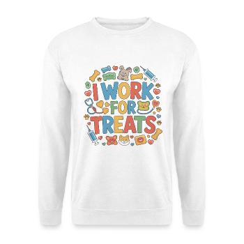 Technicien vétérinaire : je travaille pour les friandises, amoureux des animaux de soins pour animaux - Sweat-shirt Unisexe - blanc - Devant