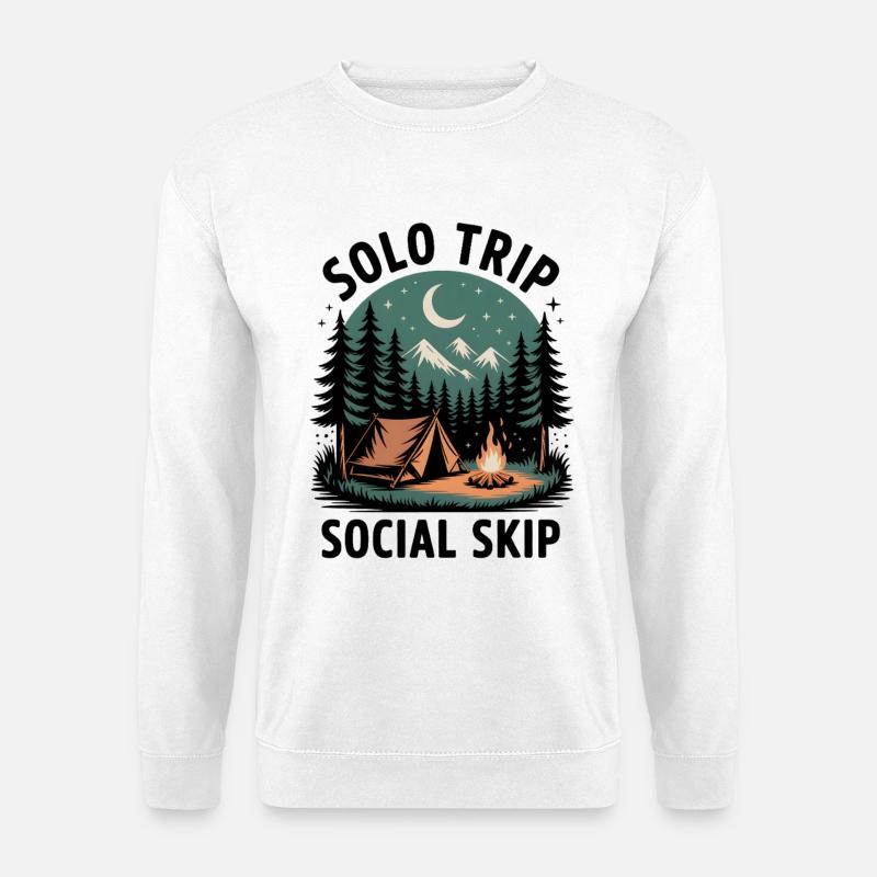 Solo statt Smalltalk | Camping Introvertiert - Unisex Pullover - Weiß