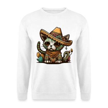 Mexican Cinco De Mayo Sugar Skull Sombrero Cat - Unisex Sweatshirt - white - Front
