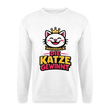 House Rules The Cat Wins Funny Saying - Unisex Sweatshirt - white - Front