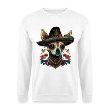 Sugar Skull Dog Sombrero Mexican Cinco De Mayo - Unisex Sweatshirt - white - Front