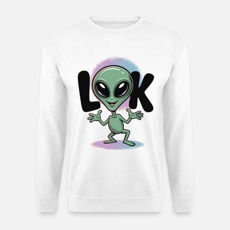 Alien T-Shirt Comic Space Look - Unisex Sweatshirt - white