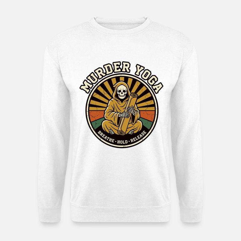 Retro Meditation Skeleton Graphic - Unisex Sweatshirt - white