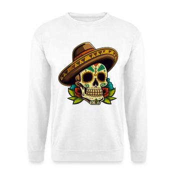 Sombrero de crâne de sucre Art floral - Sweat-shirt Unisexe - blanc - Devant